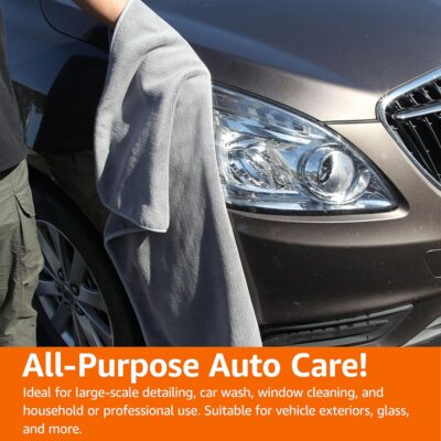 Amazon Basics Microfiber Car Drying Towel, 36"L x 25"W, Gray - Image 6