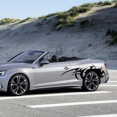 TOMALL 2Pcs 66'' Flame Graphics Stickers Car Body Side Skirt Decals Racing Sport Stripe Decals for Car Universal Vinyl Waterproof Large Decal Decoration for Truck Off-Road Vehicles Accessories (Black) - Image 5