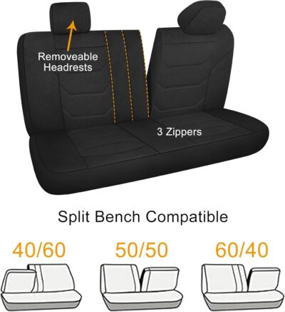 3D Air Mesh Car Seat Cover Full Sets Washable and Breathable Premium Cloth Automotive Vehicle Seat Covers for Cars Interior, Universal Fit for Most Cars, Sedan, Truck, SUV(Black) - Image 5