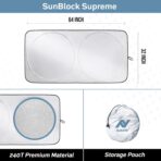 Foldable Car Windshield Sun Shade – 280T Thickened Reflective UV & Heat Shield with Storage Bag, Keeps Interior Cool, Universal Fit for Sedans, SUVs & Trucks – Medium (64" x 32") - Image 6