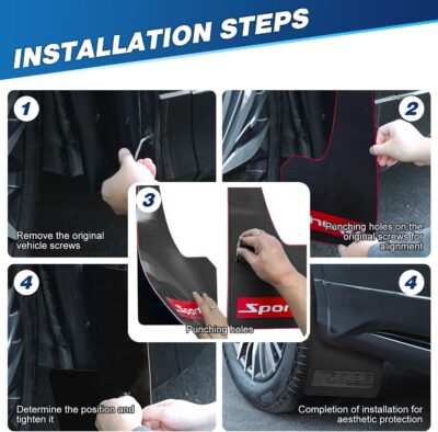 4 Pcs Universal Black Soft Rubber Mud Flaps - Prevent Mud Splashes, Enhance Appearance, Easy Install, Waterproof & Scratch Resistant - Ideal for Sedan SUV and Urban/Suburban Cars -Safe - Image 8