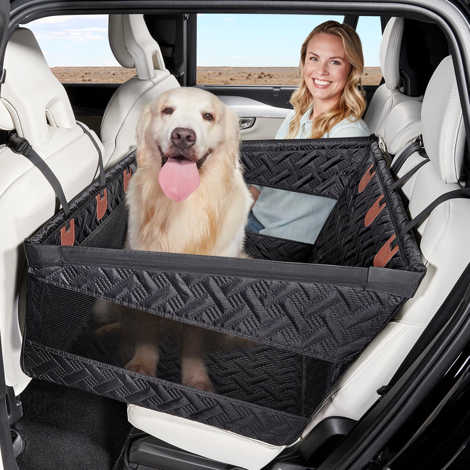 81W-sZC6m9L._AC_SL1500_.jpg YJGF Large Dog Car Seat Large Size Dog,Pet Car Seat Cover for Back Seat Extende,Pet Booster - Image 1