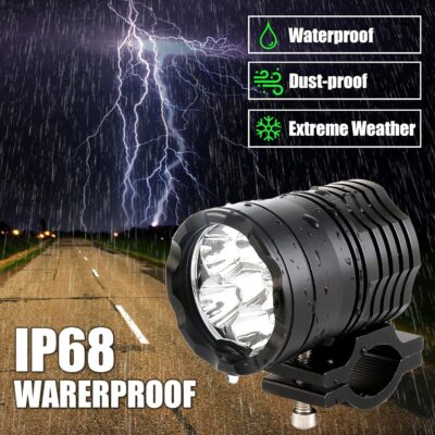 Motorcycle Driving Lights 12-60V 40W 3600LM LED Fog Lights for ATV UTV Bike Car Truck Boat Forklift Waterproof LED Spotlights with 6 Light Beads High Low Strobe Beam Switch Universal (Black 2) - Image 6