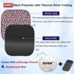Gven Windshield Sun Shade 2pcs with Bonus Pink Car Sunshade for Front Window Shades 2025 Technology Reflect UV and Heat Sun Visor Automotive Accessories Interior Sun Protection (Pink Leopard, M) - Image 3