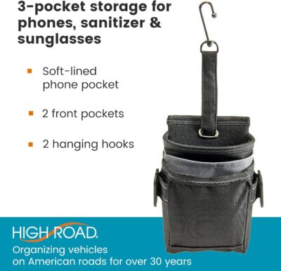 High Road DriverPockets Car Pouch - Air Vent Pocket and Vent Cell Phone Holder for Car - Front Seat Organizer with 3 Pockets, Hanging Hooks and Charging Port - Image 5
