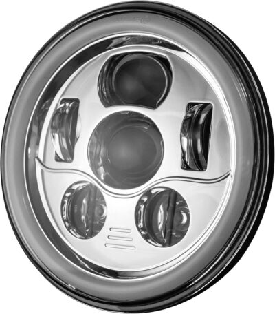 Eagle Lights 8700CG3HPKR 7" LED Headlight and LED Spot/Passing Light Kit with White Halo Rings for Harley-Davidson® Motorcycles - Generation III/Chrome Halo Kit/Add Adapter Ring - Image 6