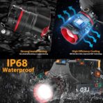 Rechargeable Headlamp 90000 Lumens, Super Bright LED Head Lamp with Motion Sensor, 12 Modes, IPX7 Waterproof Headlight, 125° Adjustable, HeadLamps for Adults, Camping, Outdoors & Hard Hat Light (2) - Image 5