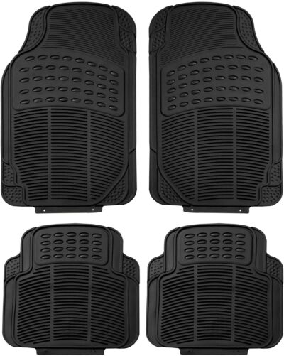 FH Group Automotive Floor Mats - Heavy-Duty Rubber, All Weather Protection Universal Fit Full Set Floor Mats and Cargo Mat, Climaproof, Semi Custom Trimmable for Most Cars, Sedan, SUV, Truck, Black - Image 4
