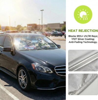 Funny Dog Car Sun Shade for Windshield - Cool Husky & French Bulldog in Hawaiian Shirts - 170T Silver Coated UV Reflector - Heat Shield for Cars, SUVs, Trucks (Standard(63"x31.5" / 160cm x 80cm)) - Image 4