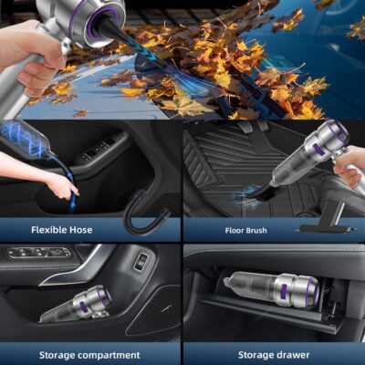 Car Vacuum Cleaner High Power - 22000PA Portable Car Vacuums 4 in 1 Compressed Air Duster & Blower Hand Held Vacuum Cordless with Brushless Motor for Cars Home Office Camping Ideal Gifts for Men women - Image 4