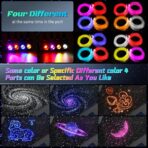 Split 4 Colors 12W Car Starlight Headliner Slim Kit 860pcs*0.02in*9.8ft with APP&RF Remote,RGBW Fiber Optic Starlight Kit,4 Port Engine Sound Activated Star Lights for Ceiling Car Roof/Home Decor - Image 2