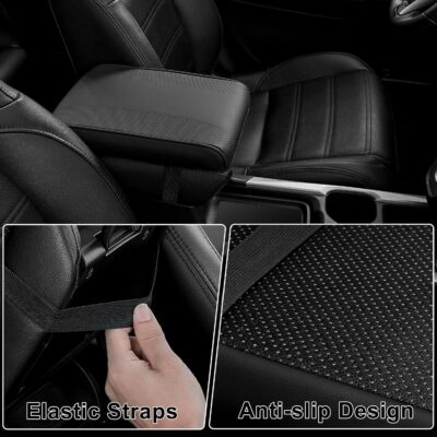 SEG Direct Car Center Console Cover, Breathable Leather Auto Armrest Cover, Memory Foam Arm Rest Cushion, Universal Car Seat Box Cover Car Interior Accessories, Black - Image 4