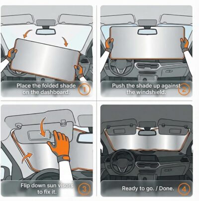 Funny Dog Car Sun Shade for Windshield - Cool Husky & French Bulldog in Hawaiian Shirts - 170T Silver Coated UV Reflector - Heat Shield for Cars, SUVs, Trucks (Standard(63"x31.5" / 160cm x 80cm)) - Image 8