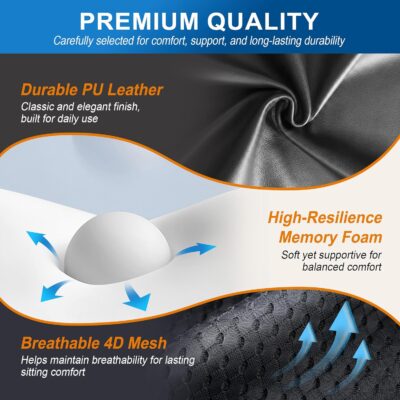 Lumbar Support Pillow for Car: Ergonomic Memory Foam Lumbar Pillow for Long Drives, Lower Back Support for Pain Relief, Dual Adjustable Straps, Back Cushion for Car Seat, Office Chair - Black - Image 5