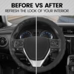 BDK Genuine Black Leather Steering Wheel Cover for Car, Small (13.5" - 14.5") – Ergonomic Comfort Grip for Men & Women, Car Steering Wheel Cover for Vehicles with Small Steering Wheels - Image 4