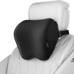 Crofy 2-Pack Car Neck Pillow, Softness Car Headrest Pillow for Driving with Adjustable Strap, 100% Memory Foam and Breathable Removable Cover, Comfortable Ergonomic Design (Black Side Rope)