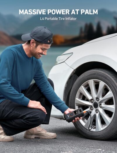 AstroAI L4 Tire Inflator Portable Air Compressor, 150PSI Portable Air Pump for Car Tires with Pressure Gauge LED Light, Electric Air Pump Quick Inflation for Cars, Motorcycles, Bikes, Tires, Balls - Image 7