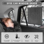 Sfee Car Window Shade for Side Windows, 2 Pack Sun Shade Retractable for Car Blocks Heat and UV Rays Glare Protection Roller Sunshade Visor for Baby, Kids, Pets, Passengers - Image 2