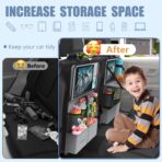 Car Backseat Organizer with Tablet Holder,11 Storage Pockets with Foldable Food Tray, Protector Kick Mats for Kids, Travel Accessories Organizer (Gray, 2Pack with Food Tray) - Image 4