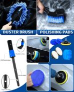 Car Cleaning Kit：40 Pcs Interior Windshield and Window Cleaner Detailing Set；Wheel & Tire Brush；Car Wash Mitt；Cleaning Bucket；Total Care Supplies；Towels；Automotive Tools - Image 7