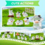 6Pcs Cute Luminous Cow Car Dashboard Decor Set- Cars Rearview Mirror/Dashboard/Touchscreen Top Funny Adorable Auto Rear View Mini Cows Ornament (Clear White) - Image 2