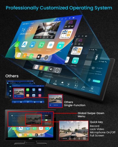 IK5 9" Wireless Apple CarPlay & Android Auto Screen, Portable Car Stereo with 4K Dash Cam & 1080p Backup Camera, Add CarPlay to Any Vehicle, Touchscreen, Mirror Link - Image 8