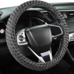 Auto Newer Breathable Steering Wheel Cover Suitable For Four Seasons，Anti-Slip Design，Odorless，Easy Carry Unviersal Fit for Truck SUV Sedans Vans,Interior Accessories Standard Size[14" 1/2-15"]（Black）