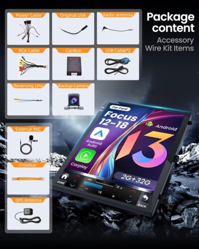 10.4 inches Android12 Car Stereo Ford Focus Radio Upgrade 2012-2018 with Touch Screen 1024 * 768 RDS Auto with GPS Bluetooth 5GWiFi Backup Camera - Image 7