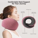 Travel Pillow, 100% Pure Memory Foam Neck Pillow for Airplanes, Comfortable Breathable Cover, Travel Essentials for Plane, Car, Train and Home, Red - Image 3