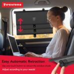 Firestone 2 Pack Retractable Automotive Sunshade Car Window Sunshades - Blocks 99% UV Rays, Lightweight & Compact Car Side Window Shade with Automatic Retract Button, Blocks Glare & Heat, Black - Image 4