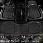 CAR PASS DeepDish Heavy Duty Rubber Floor Mats 3-Piece, Universal M-XL Size Trim-to-Fit Automotive Floor Mats for Truck Van SUV, Durable Waterproof All Weather Car Mats (Solid Black) - Image 2