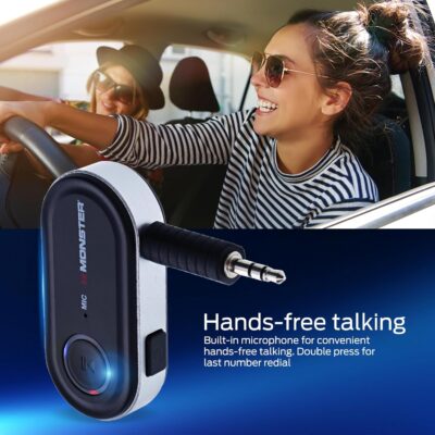 Monster Bluetooth Audio Receiver, Aux Bluetooth Adapter with 3.5mm Jack, Hands-Free Calls, Siri & Google Voice Compatible, for Home Stereo, Headphones & Car Connectivity - Image 3