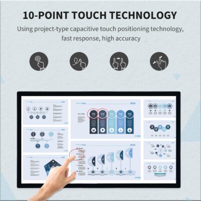43 inch Capacitive Multi-Touch Screen Industrial Monitor, 16:9 Display 1920 x 1080P, Built-in Speakers, USB, VGA, DVI & HD-MI Ports, Digital Signage Displays and Player for Advertising - Image 2