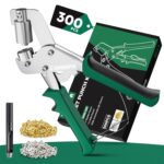 Professional Grommet Tool Kit with 3/8 Inch Eyelets - Heavy Duty Metal Grommet Press for Fabric, Leather, Tarps, DIY and Crafts, Tonmifr Grommet Kit with Hole Cutter, Pliers & 300 Pcs 10mm Grommets