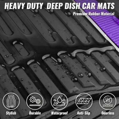 CAR PASS Heavy Rubber Car Floor Mats, Deep Waterproof Car Floor Mats All Weather, Aluminum Film Universal Trim to Fit for Cars SUV Trucks Sedans, Anti-Slip, Black Purple Metallic - Image 7