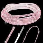 Kingdder 32.8Ft Bling Car Trim Self Adhesive Glitter Crystal Rhinestone Car Interior Exterior Accessories for Women DIY Line Molding Stickers for Auto Dashboard Diamond Ribbon Strips Decor (Pink) - Image 5