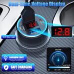 Car Charger USB C, 78W 4 Port Fast Charging Car Phone Charger Adapter, Dual USB-C & USB-A Cigarette Lighter Adapter with Voltmeter Vehicle Accessories for iPhone 17 16, iPad, Samsung, Android - Image 4