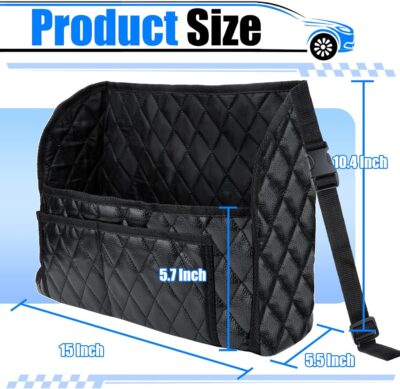 Car Purse Holder Between Seats, Leather Auto Front Seat Handbag Organizer Pocket, Large Capacity Car Net Pocket Handbag Holder, Backseat Barrier Storage Bag Fits for Car, Truck, SUV - Image 2