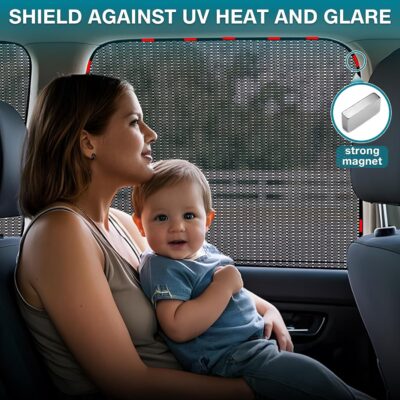 ZATOOTO Car Window Shades for Side Window Sun Shade for Car Window Magnetic Mesh Car Window Screen for Easy Installation Breathable UV Protection Universal for Most Car Perfect for Camping Travel Nap - Image 4