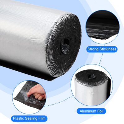 Zhengmy 53.9 Sqft 196 Mil Car Heat Sound Insulation Mat Automotive Noise Deadening Mat with Rubber Roller Auto Sound Deadener Self Adhesive Heat Insulation for Hood Ceiling Door(20 x 394 Inch) - Image 3