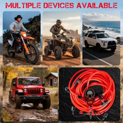 4 Tire Inflation Deflation System,Fits up to 200" Wheelbase,300psi Digital Tyre Pressure Gauge and Plastic Suitcase,4 Tire Inflation Kit for Truck,Car,Trailers,Motorcycles - Image 7