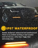 Qasim DRL LED Strip Car Daytime Running Light 14in White Automobile Decorative Warning Lights Yellow Streamer Flow Turn Signal Light Strip Bar 12V (2Pcs, 34.5cm) - Image 4