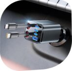 SUPERONE 6 in 1 Retractable Car Charger with Dual Type C Cables, 99W Ultra-Compact USB C Car Accessories Adapter with 4 USB Ports, Fast Charging Car Charger for iPhone 17/16/15/14/13/12, Galaxy, iPad