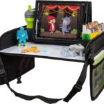 Lusso Gear Car Seat Tray - Dry-Erase Lap Desk for Kids Travel Activities - Snack & Cup Holder for Car Back Seat Organizer - Tablet Stand for Toddler Travel Essentials - Black