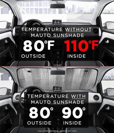 Big Hippo Car Windshield Sun Shade-Jumbo/Standard Car Window Shades Keeps Vehicle Cool-Front UV Ray Protector Sunshade-Easy to Use Sun Shade-Silver(55.16"X 27.5") - Image 2