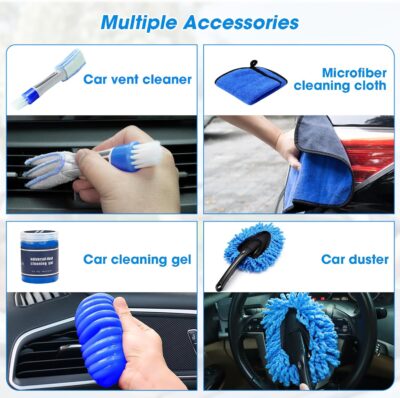 25PCS Car Cleaning Kit, Car Detailing Kit Interior with High Power Handheld Vacuum Cleaner, Windshield Cleaner, Cleaning Gel, Professional Auto Accessories for Men, Women - Image 6