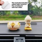 Golden Buddha Car Dashboard Decoration, Lotus Buddha Decor for Dash, Cute Car Accessories for Women/Men, Fo Bao Ping an (Buddha with Lotus Pedestal) - Image 6