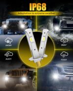 AILEO H1 LED Fog Light Bulb, 25W 6000 Lumens Super Bright 6000K Cool White 360°Beam H1 LED Bulb for DRL or Fog Light Bulb Replacement 1:1 Mini Size Quick Install IP68 Waterproof, 2 Pack - Image 6
