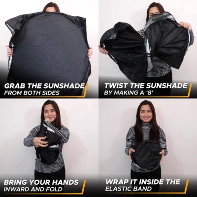 EcoNour Car Windshield Sun Shade | 2025 Upgraded Innovative No-Light-Pass Technology for Maximum Coverage | Foldable Sun Shade Keeps Your Vehicle Cool | Must-Have Car Accessories | Small (59" x 29") - Image 7