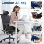 Seat Cushion, Gel Chair Cushions, Office Chair Cushions, Anti-Slip Bottom & Removable Cover Tailbone Pain Relief Cushion, Memory Foam Seat Cushion for Office, Wheelchair, Car (Black) - Image 6